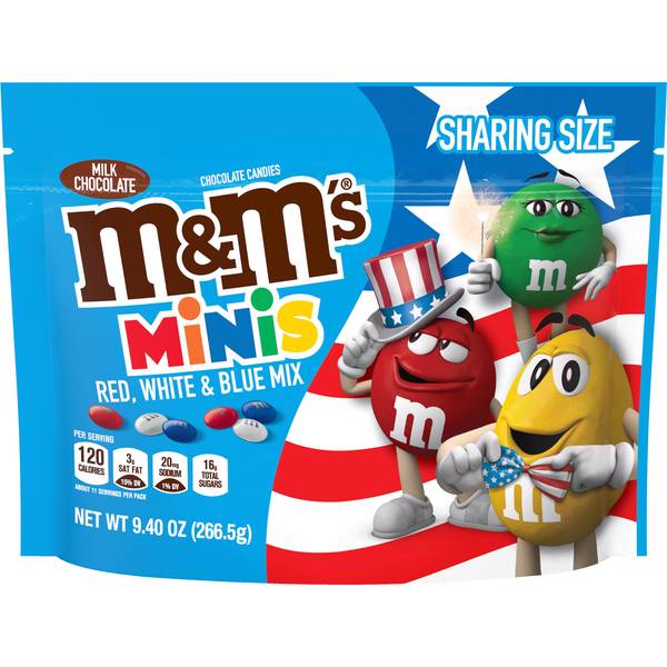 M&M's Red, White & Blue Patriotic Caramel Chocolate Candy, 2.38 Ounce Share  Size Bag