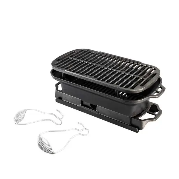 Lodge Cast Iron 12 Charcoal Camping Round Kickoff Grill 