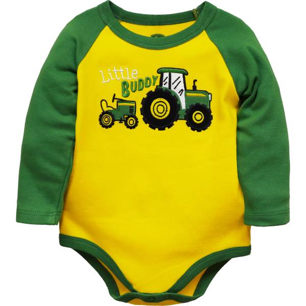 John Deere Infant Boy's long sleeve Little Buddy Bodysuit, Yellow/Green