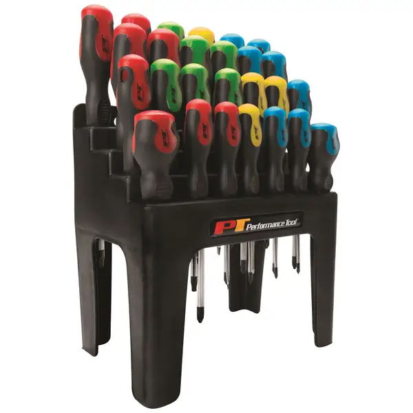 Performance Tool 26-Piece Screwdriver Set with Rack Color Coded - W1738