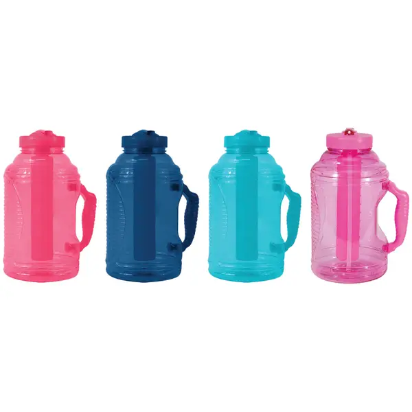 18 Oz Sport Water Bottle Plastic Cooling Gel Hydration Bottle W/ Straw Pink