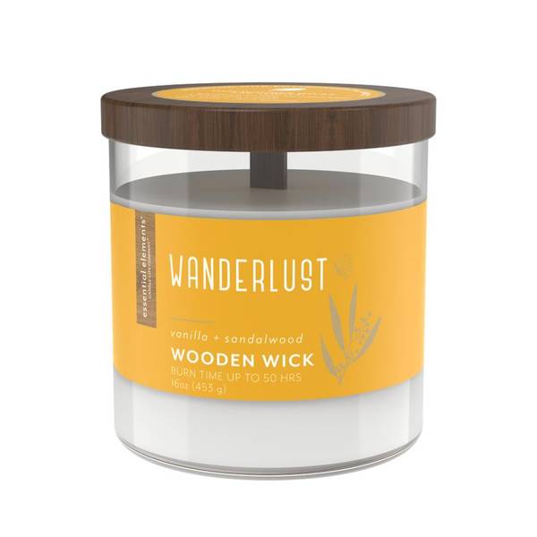 Essential Elements 16 oz Wanderlust Wooden Wick Candle 4550344