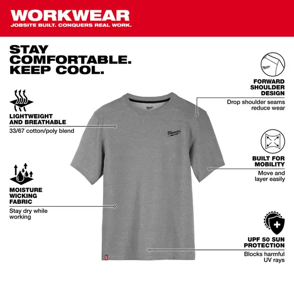 Milwaukee Men's Short Sleeve Hybrid Work Tee - 603G-L | Blain's