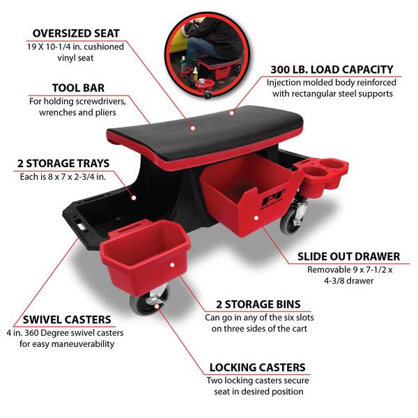Performance Tool Rolling Toolbox Seat - W85035 | Blain's Performance Tool Rolling Toolbox Seat - W85035 | Blain's
