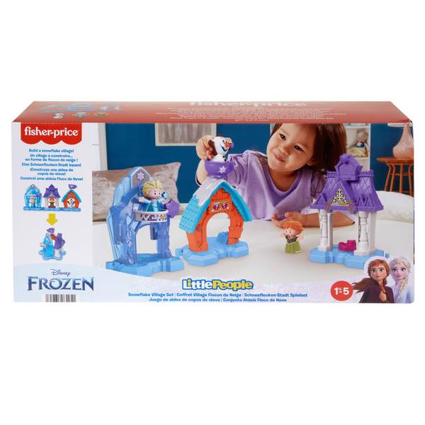 Elsa and Olaf Characters for Toddlers and Kids Fisher-Price Disney Frozen Snowflake Village Set Little People 3 Connecting playsets with Anna 