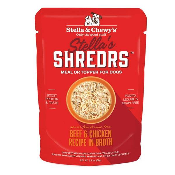Photo of Shredrs Beef and Chicken in Broth Dog Food, 2.8 oz, Real Shredded Meat