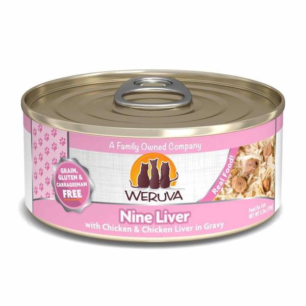 Weruva 5.5 oz Nine Liver with Chicken and Chicken Liver in Gravy Canned