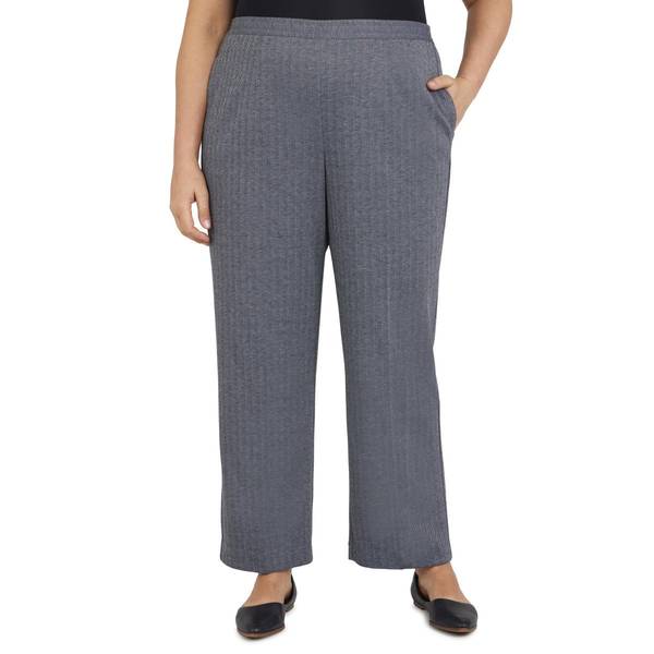 Alfred Dunner Women's Plus Size Knit Herringbone Pull-On Pants, Black ...