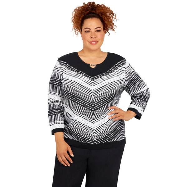 Texture Chevron Sweater Black 