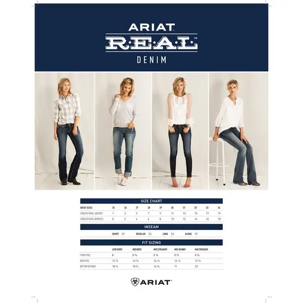 ARIAT Womens Real Perfect Rise Abby Straight Leg Jeans, Mackenzie, 28  Regular