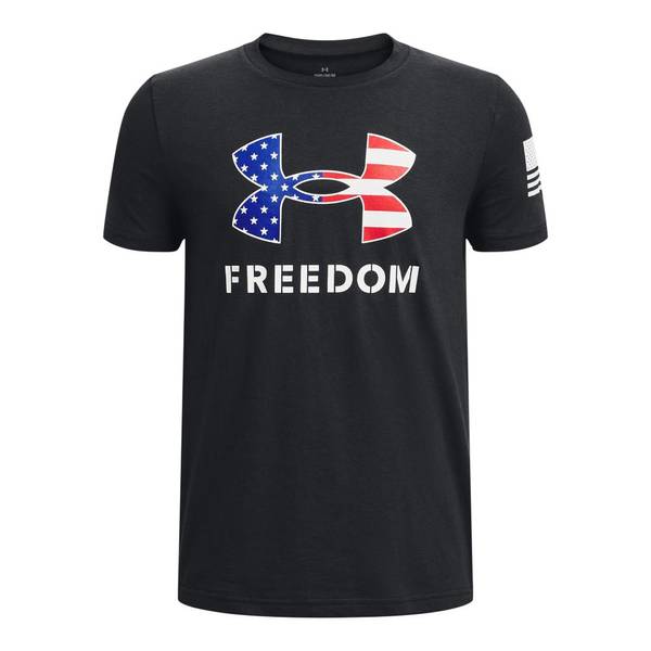 Under Armour Boy's Freedom Logo Short Sleeve Tee, Black/White - 001, S ...