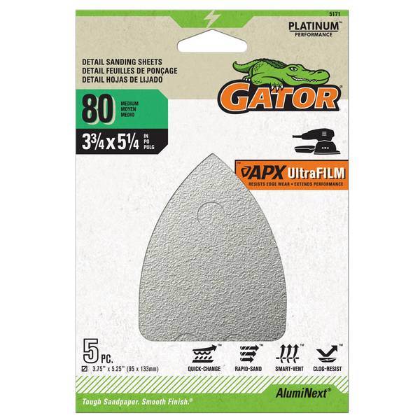Gator 5-Pack 80 Grit Detail Sander Sanding Sheets - Sanding Discs 5171