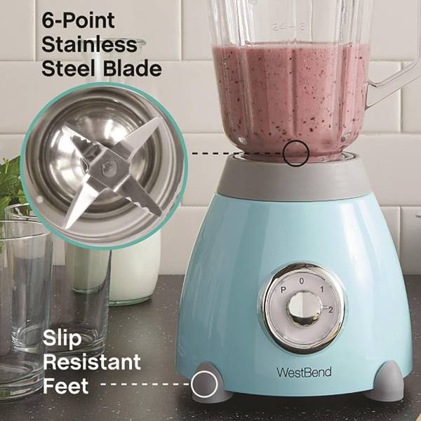 West Bend 2-Speed 1.5L Blue Retro-Style Blender - BLWBRTBL13