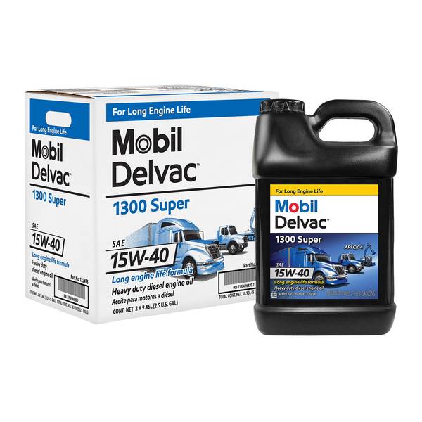 Mobil Delvac 2-Pack 2.5 Gallon 15W-40 1300 Super Heavy Duty Synthetic Blend Diesel Engine Oil