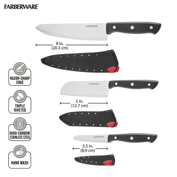 Farberware - 6 Steel Chef Knife with Sleeve Sharpener