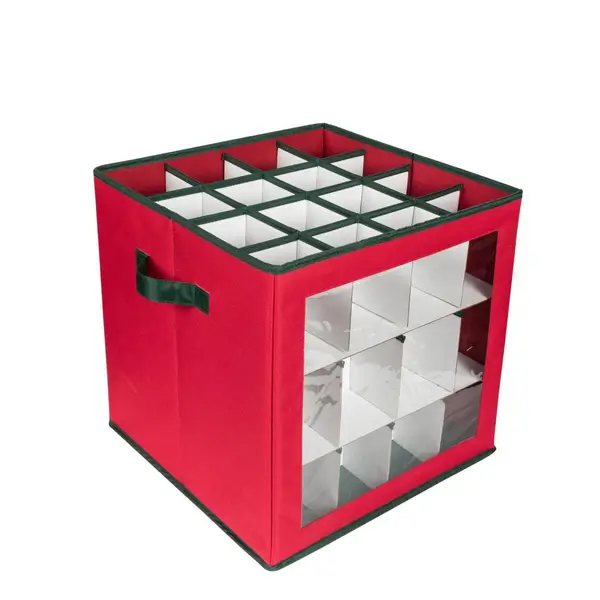 Honey Can Do Ornament Storage, 120 Cube, Red