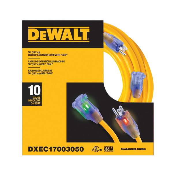 DeWalt 10/3 SJTW 50 ft Lighted Extension Cord