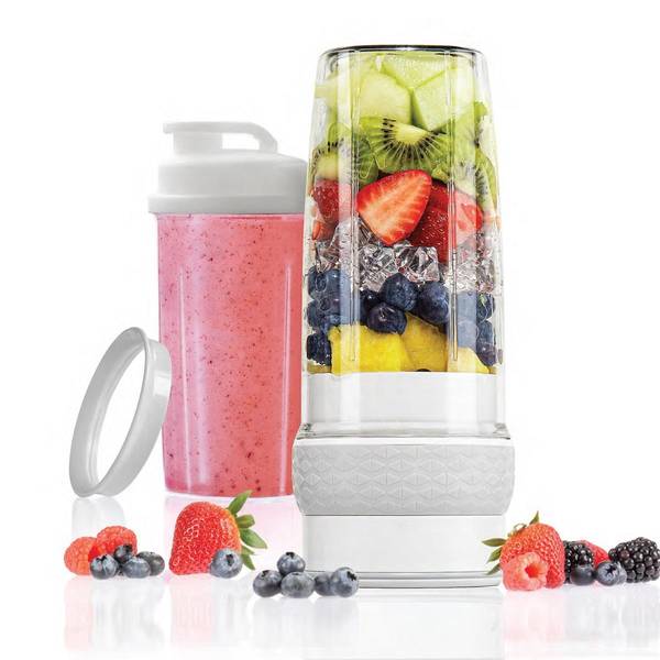 oster blend active portable blender with drinking lid, usb chargeable personal  blender, gray 