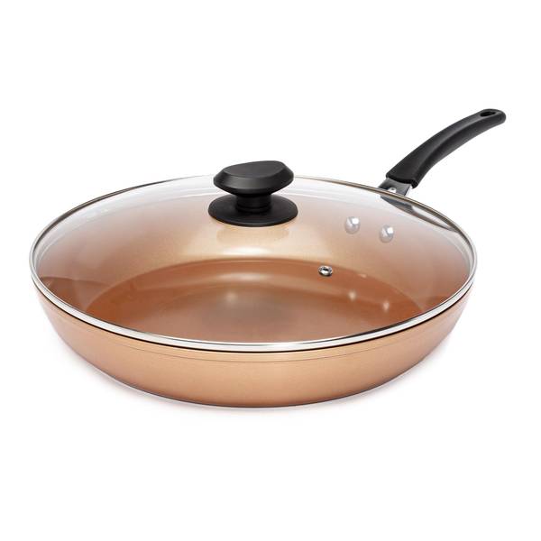 Ecolution Endure 12.5in Deep Fry Pan with Lid Copper