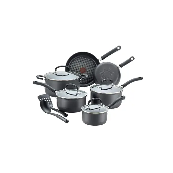  T-fal Ultimate Hard Anodized Nonstick Fry Pan Set 10, 12 Inch  Oven Safe 400F Cookware, Pots and Pans, Dishwasher Safe Grey: Home & Kitchen