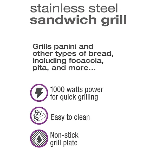 Toastess Sandwich Grill, Stainless Steel