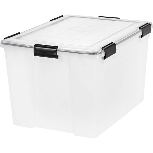 Iris 12 qt. Heavy Duty Plastic Storage Box in Black