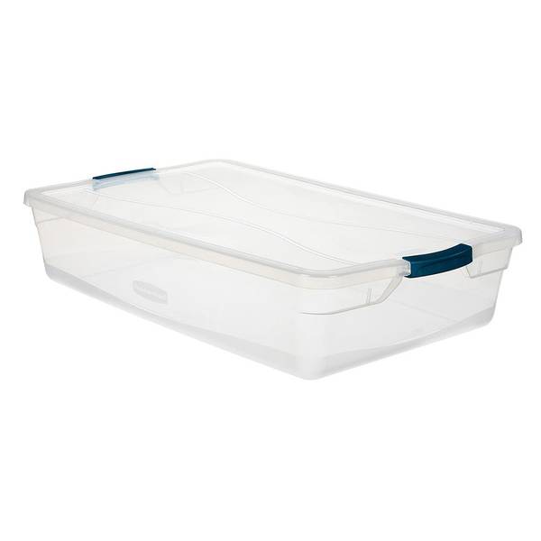 Sterilite 32 Qt Latching Storage Box, Stackable Bin With Latch Lid, Plastic  Container To Organize Clothes Underbed, Clear With White Lid, 18-pack :  Target