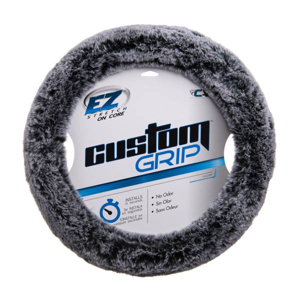 Custom Accessories BlackGray Fur Steering Wheel Cover 34029P Blain