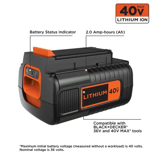 2 Pack 40 Volt 3.0Ah Replacement for Black and Decker 40V Battery