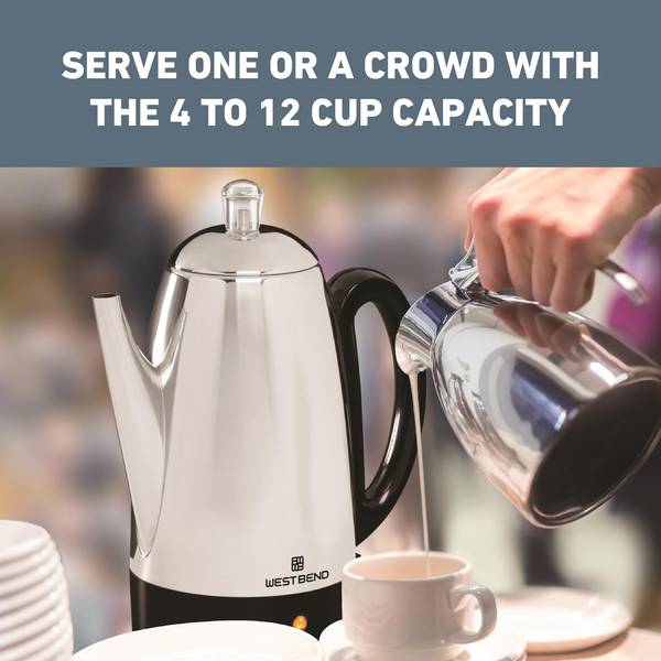 West Bend 12 Cup Stainless Steel Percolator - 54159 | Blain's Farm & Fleet
