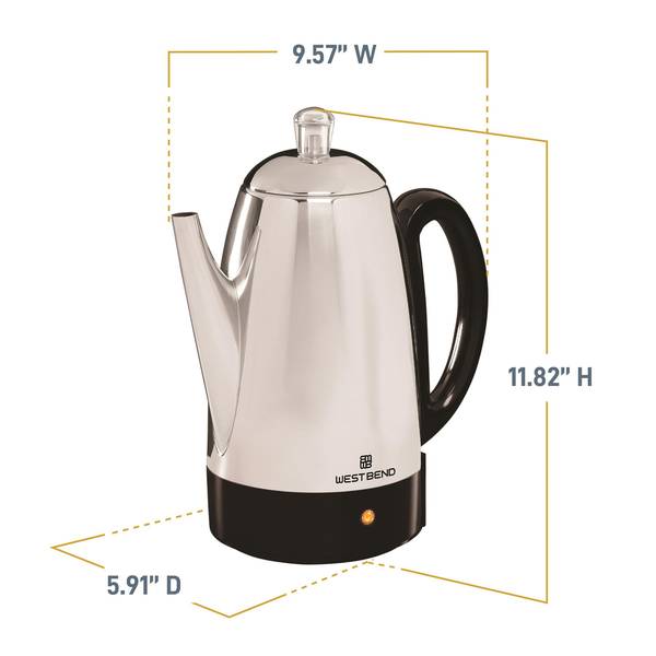 West Bend 12 Cup Stainless Steel Percolator - 54159 | Blain's Farm