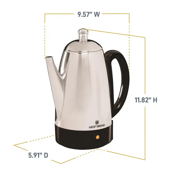 West Bend 12 Cup Stainless Steel Percolator - 54159 | Blain's Farm