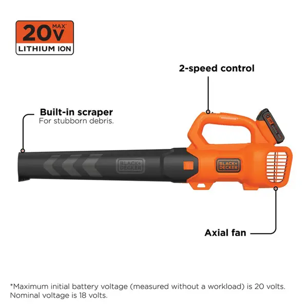 Cordless Leaf Blower Black And Decker Lightweight Rechargeable Lithium  Battery