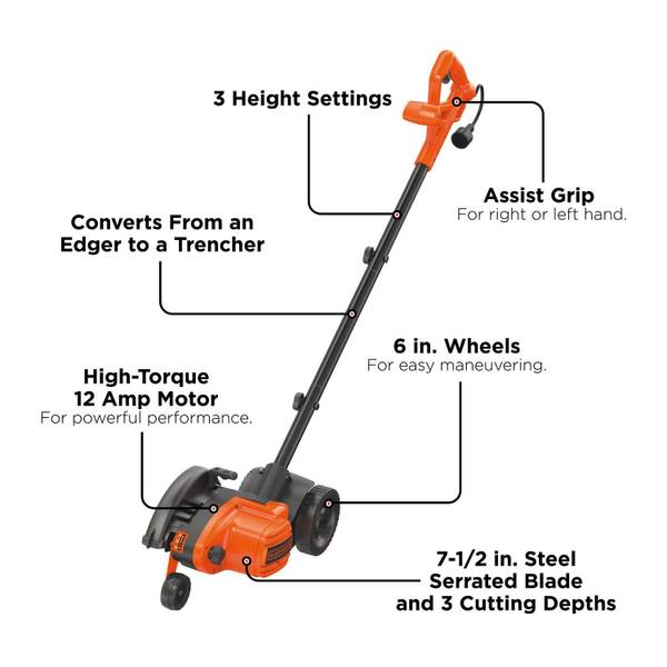 Black & Decker LE750 7.5 in. 12-Amp Corded Electric 2-in-1 Landscape Edger/ Trencher 