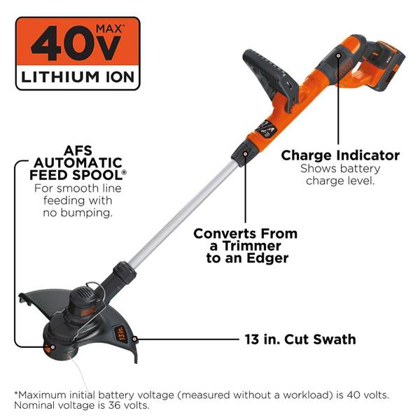 Black+decker LCC222 20V MAX* Lithium 10 inch String Trimmer & Hard Surface Sweeper + 2 Battery Combo Kit