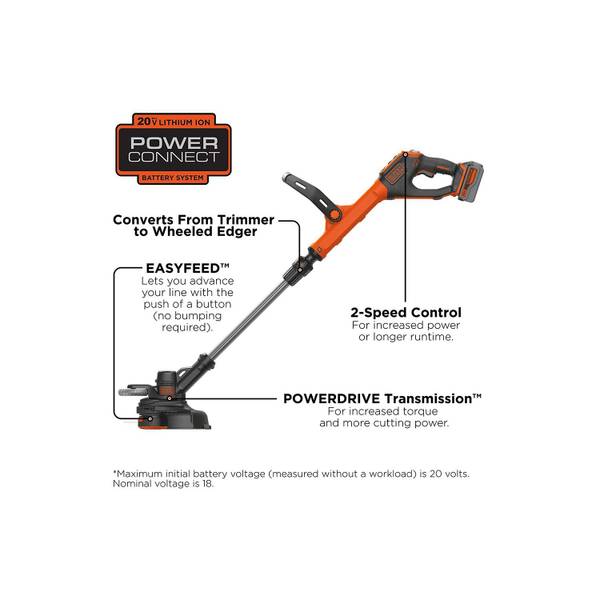 BLACK+DECKER 20V MAX String Trimmer and Edger, Cordless, 12 Inch, 2-Speed  Control, 2
