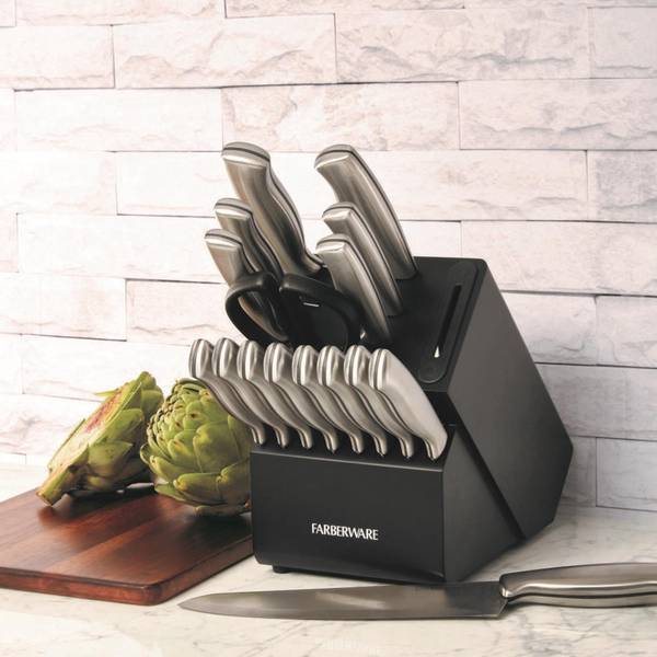 Kitchen Knife Sets with Block, E-far 16-Piece High Carbon Stainless Steel Knife  Set Includes Chef Utility Paring Steak Serrated Bread Knife & Sharpener  Kitchen Shears, Full Tang & Forged Blades - Yahoo