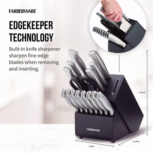 Farberware 16-Piece Edgekeeper Stainless Steel Block Set with