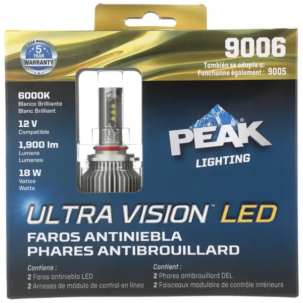 【新品】KYU LEDヘッドライト X5 6500K 4200lm 2個セット Peak 2-Pack 9005/9006 Ultravision LED Fog Bulbs - 9006ULED-2PK