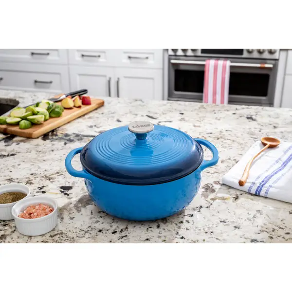 Lodge 6qt Cast Iron Enamel Dutch Oven Blue