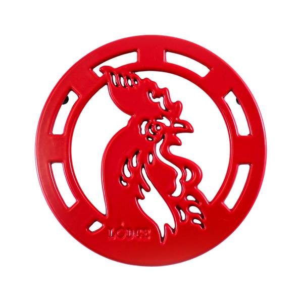 Photo of 8" Red Enameled Cast Iron Rooster Trivet