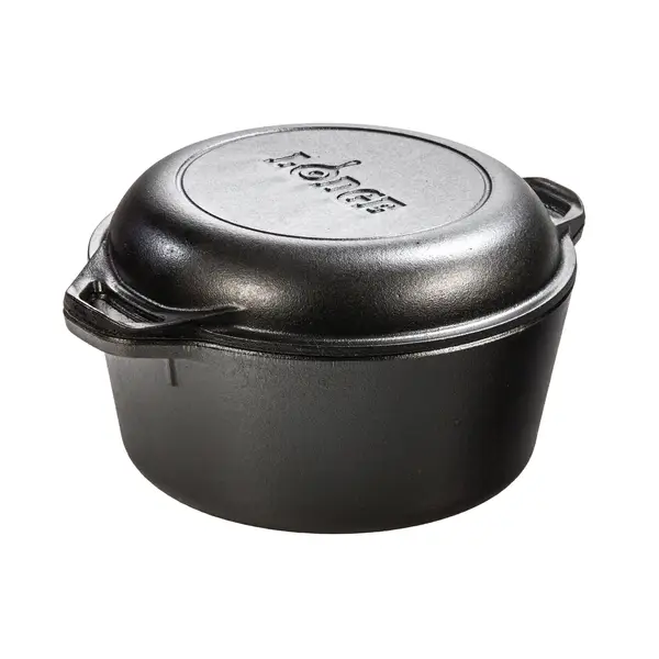 Lodge Dual Handles Enameled Cast Iron Dutch Oven, Oyster, 6 Quart