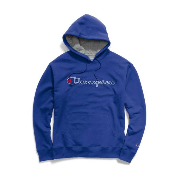 Champion Mens Powerblend Graphic Hoodie Valiant Blue M