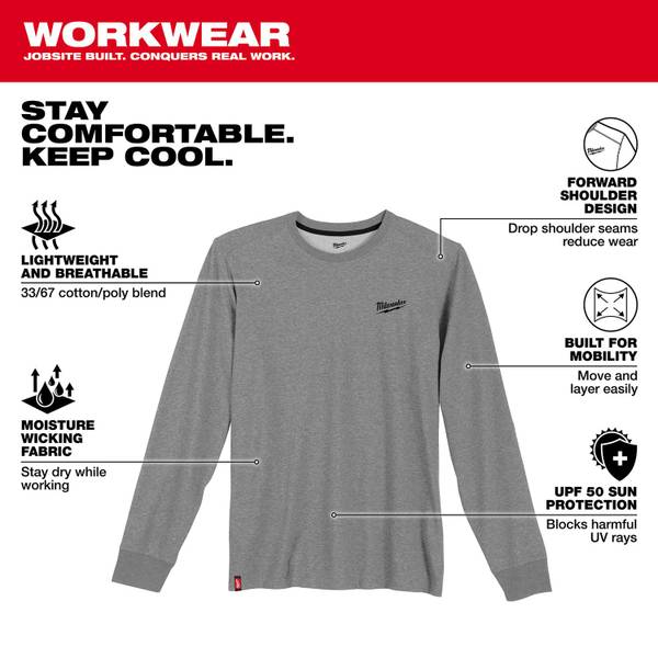 Milwaukee Men's Hybrid Work Long Sleeve Tee - 604G-L
