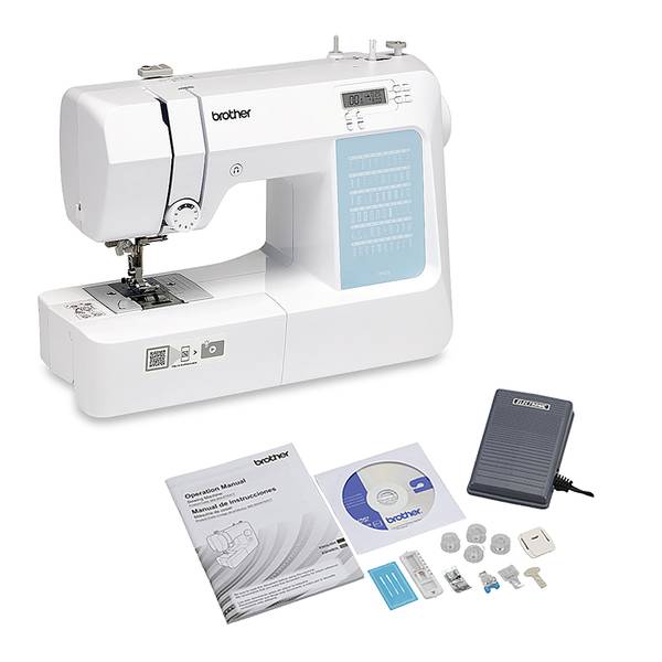 Brother XR9550 Computerized Sewing and Quilting Machine, LCD Display, and  Embroidery Bobbins 10-Pack, Clear