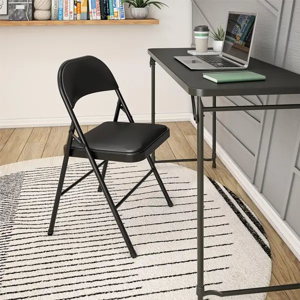 Cosco Premium Vinyl Padded Metal Folding Chair - 0014993BLK4