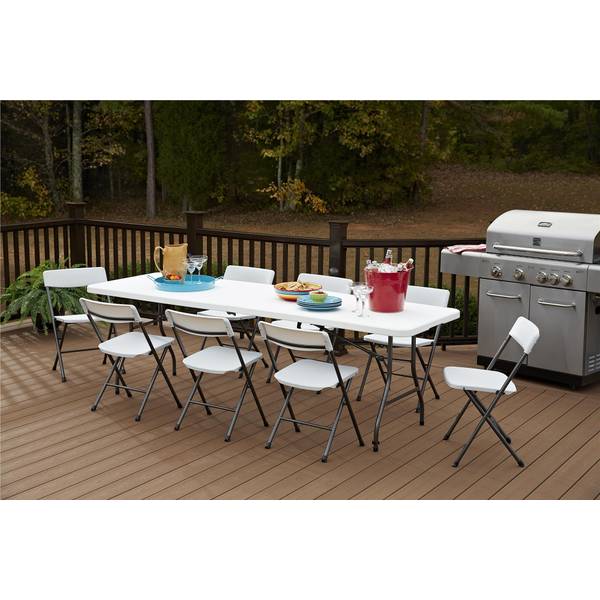 Cosco White Card Table And Chairs COSCO XL 5-Piece Folding Indoor