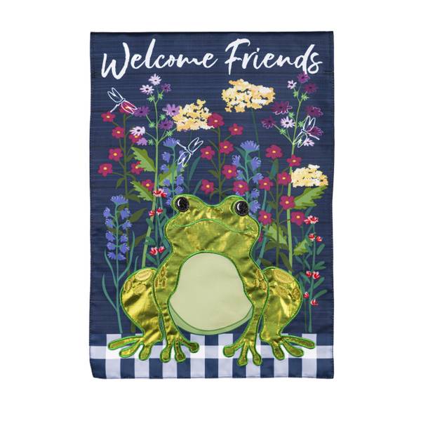 Photo of Whimsical Frog Garden Applique Flag