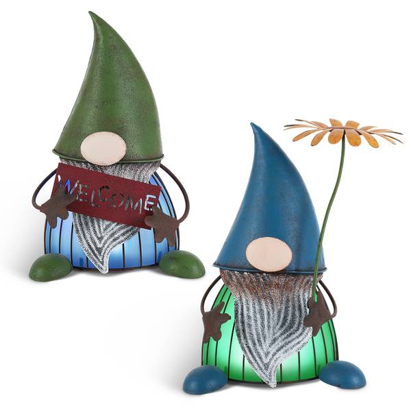 Photo of 13.98" Solar Metal Sitting Gnome Assortment