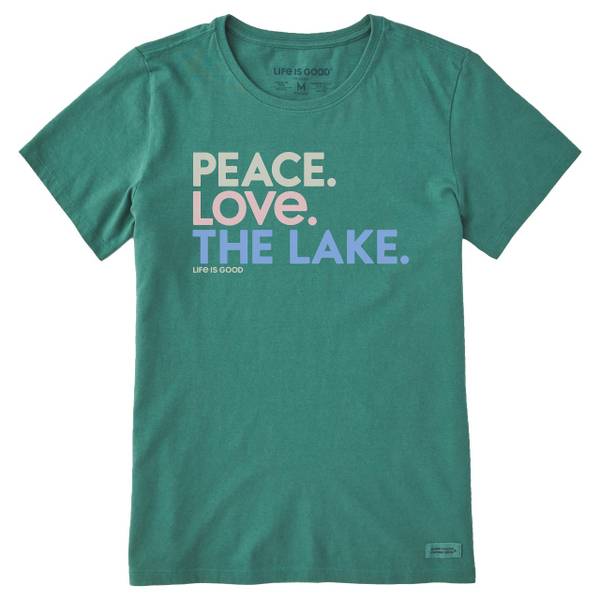 Life Is Good Women's Short Sleeve Peace Love The Lake Crusher Lite
